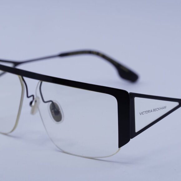 Victoria Beckham VB250S 001 Sunglasses Black Rectangle Frame, Transparent Lenses - Picture 4 of 10